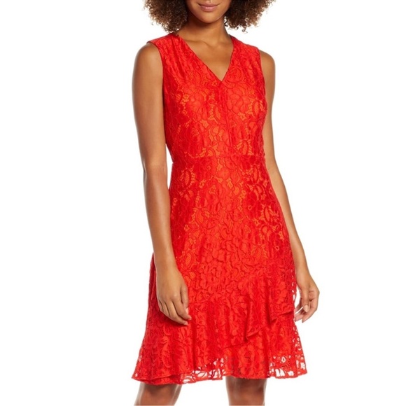 Sam Edelman Ruffled Sleeveless party Lace Dress - Picture 5 of 16